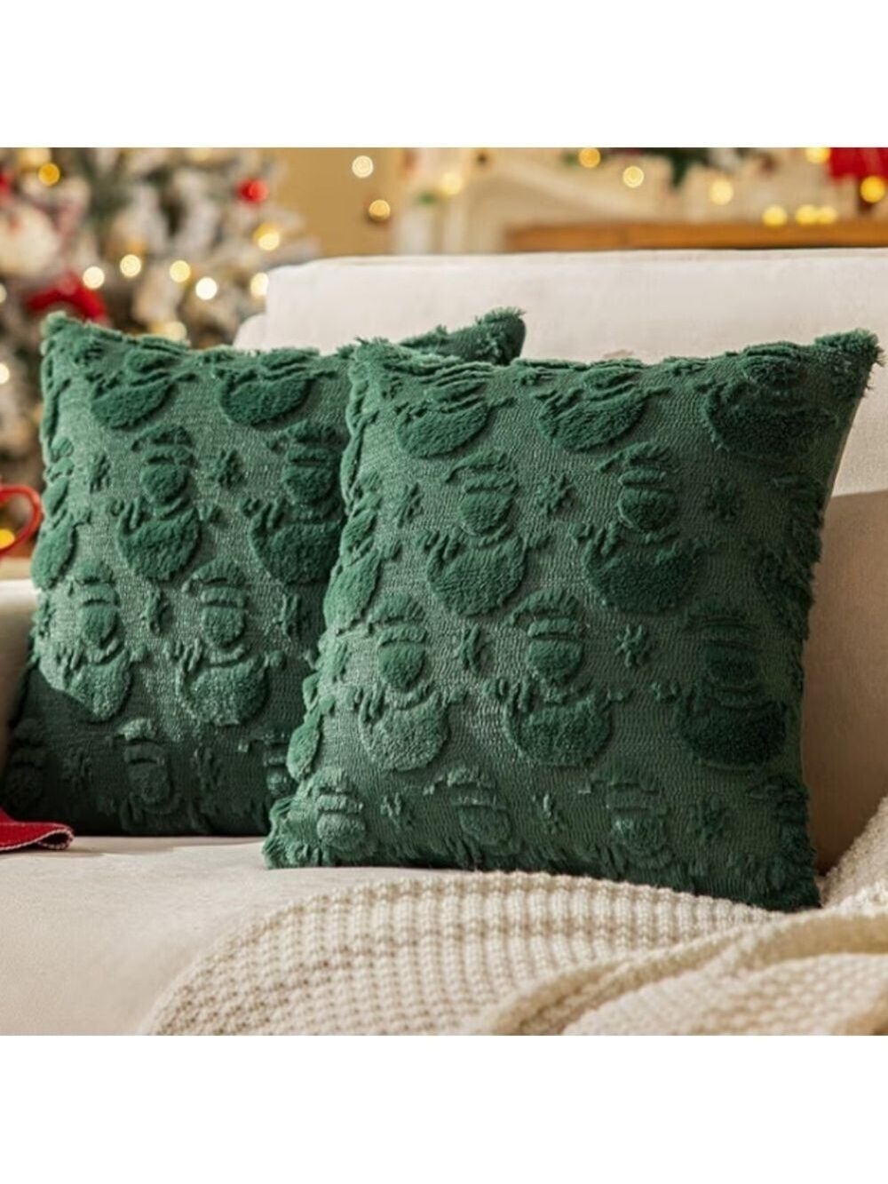 2/$20 NWT Snowman 3D Plush Faux Fur Christmas Pillowcases, Set Of 2